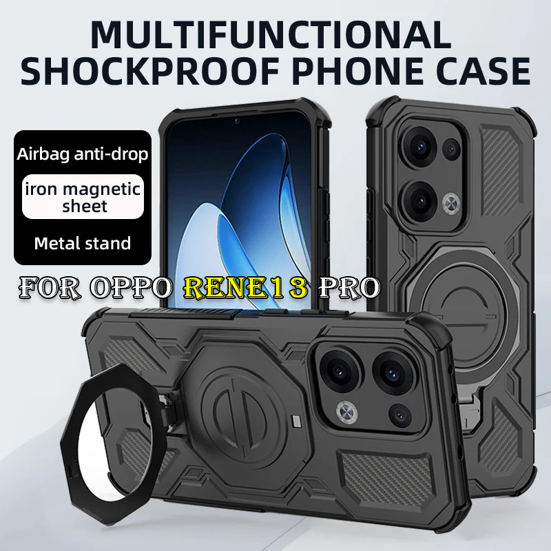 Magnetism เกราะแหวนปลอกสําหรับ OPPO Reno 13 14 Pro OPPOReno13Pro Reno14 Reno13 5G กันกระแทกเคสโทรศัพท์ปลอกวงเล็บ Stent เลนส์กล้องป้องกัน Hard ฝาหลัง
