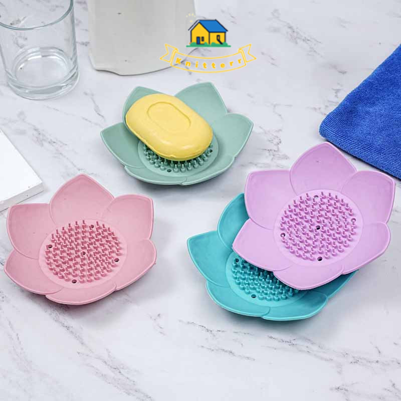 ⚡COD⚡ Knitterr กล่องสบู่ซิลิโคนแบบพกพา กล่องสบู่แบบไม่ต้องเจาะ กล่องสบู่ในห้องน้ำ ระบายน้ำ