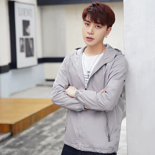 เสื้อแจ็คเก็ตกันแดดสำหรับผู้ชายในฤดูร้อน เสื้อแจ็คเก็ตมีฮู้ด น้ำหนักเบา