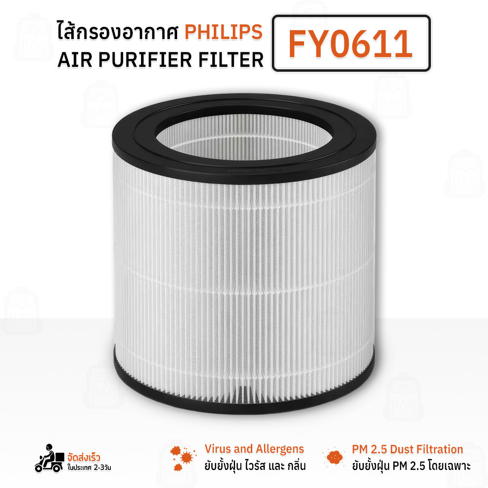 Qbag - ไส้กรอง Philips - FY0611 / Series 600i / AC0650 AC0650/10 ฟิลเตอร์ แผ่นกรองอากาศ - Replacemen