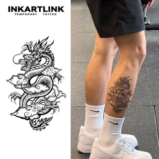 มังกร สติกเกอร์รอยสักชั่วคราว รอยสักมายากลกันน้ำติดทนนาน รอย…
