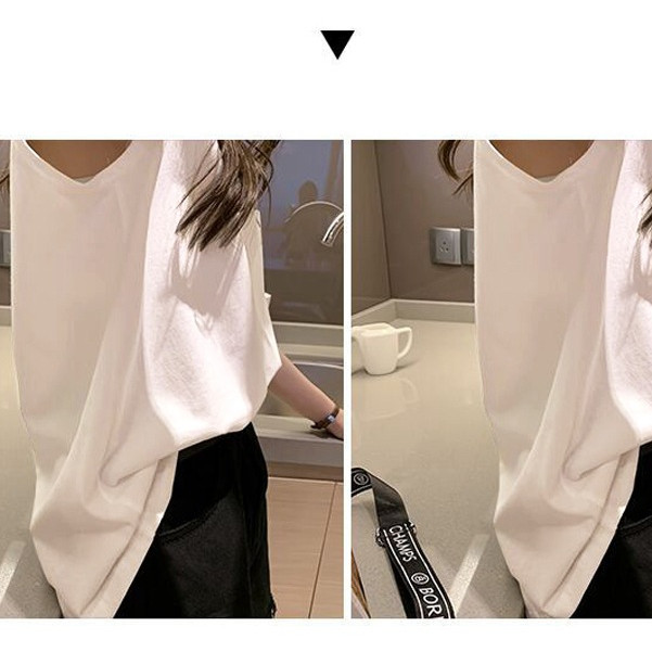 NINGFASHION เสื้อยืดแขนกุด คอกลม เสื้อยืด สไตล์เกาหลี รุ่น W6798 - รูปที่ 7