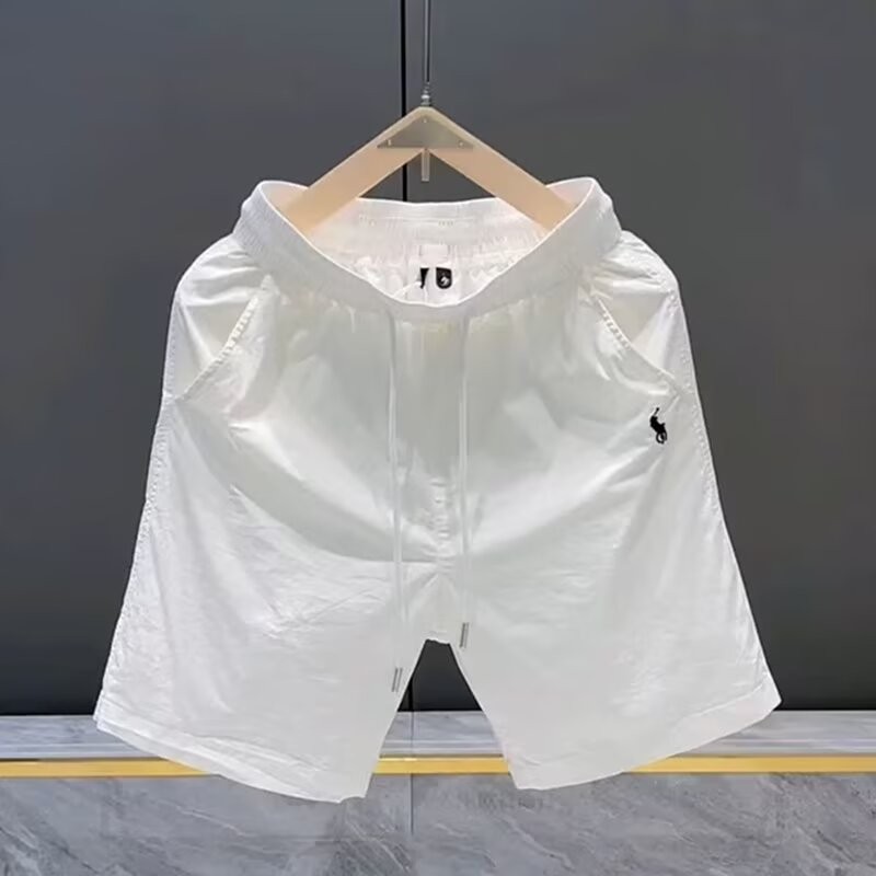 ฤดูร้อนหรูหรา High-End สีทึบผู้ชาย Street Wear Simple Casual All-Match กางเกงขาสั้นชายหาด