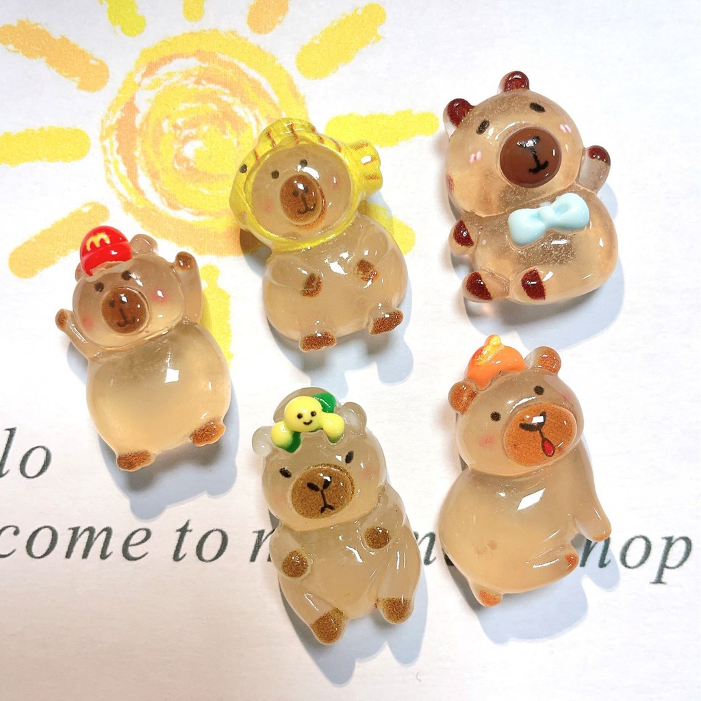 2025 โปร่งใส Luminous Kapibara เรซิ่นอุปกรณ์เสริม diy ครีมกาวคลิปผม Hole รองเท้าเคสโทรศัพท์ตู้เย็นสต