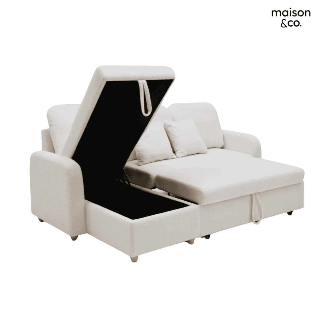 SB Design Square โซฟาเบด MOLLYNE สีครีม (206x135x94 ซม.)  แบรนด์ MAISON&CO. รูปที่ 4