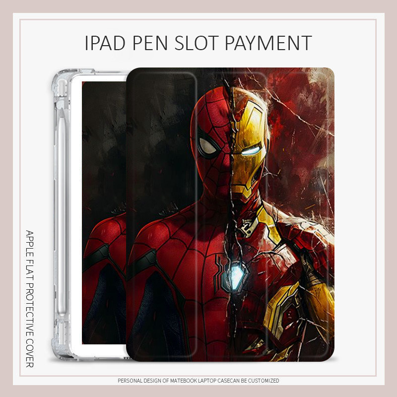 Iron Man และ Spider-Man เคส iPad สําหรับ iPad air6 air7 air4 air5 mini6/7 กรณี iPad pro11 pro12.9 pr