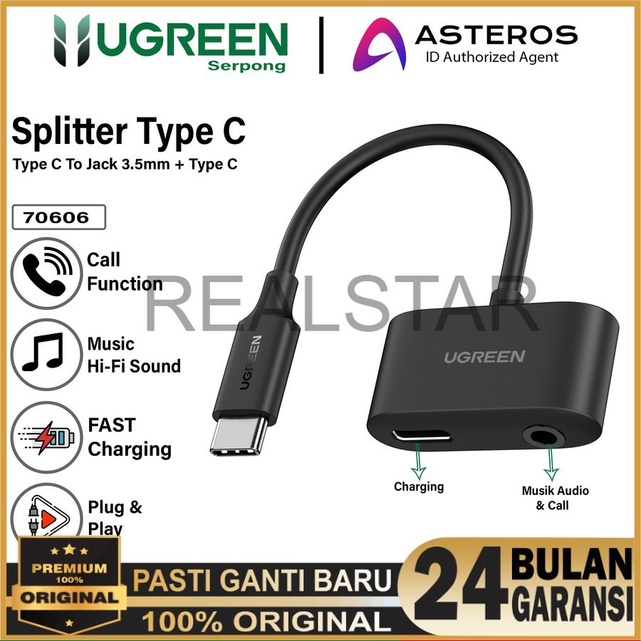 Ugreen 50596 70606 ประเภท C ถึง Aux 3.5 มม.ชาร์จ - ตัวแปลง Usb c ถึง Aux Ugreen เสียง 3.5 มม. NON DA