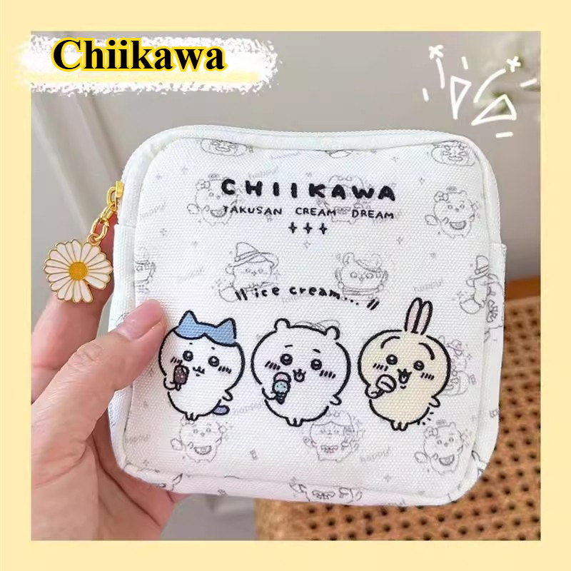 Kawaii การ์ตูน Chiikawa สาว Tampton ผ้าอนามัยถุงเก็บน่ารักมินิเครื่องสําอางกระเป๋าใส่เหรียญกระเป๋าผู้หญิงของขวัญ