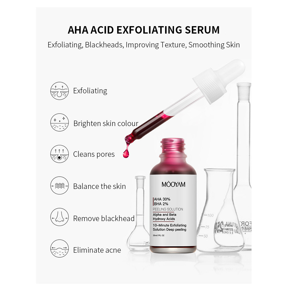 MOOYAM เซรั่มกรดผลไม้ AHA + BHA ละลายสิวอุดตัน กระชับรูขุมขน ผลัดเซลล์เคราติน เซลลูไลท์ ดูแลผิวหน้า 30ml - รูปที่ 6