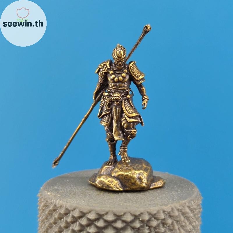 Seewin โบราณลิง Sun Wukong Miniature Figurines Craft Golden Cudgel Wu รูปปั้นโต๊ะเครื่องประดับรถบ้าน Decor Craft th