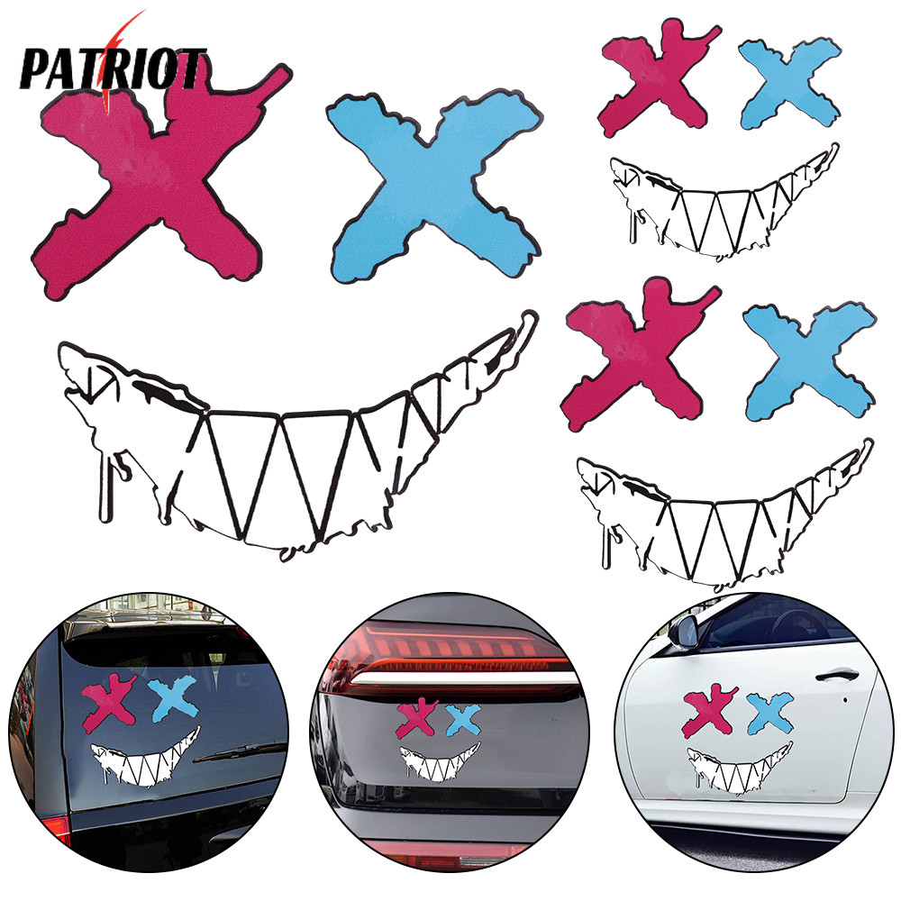 สติกเกอร์สะท้อนแสง PVC ลายปีศาจยิ้ม กันน้ํา 3 ขนาด สําหรับตกแต่งรถยนต์ สกูตเตอร์ รถจักรยานยนต์