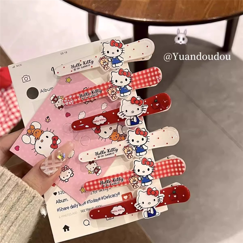 การ์ตูนน่ารักลายจุดลายสก๊อตคิตตี้ ใบเรียกเก็บเงินเป็ด คลิปสาวหวานเรียบคลิปปากแหลมเครื่องประดับผม - รูปที่ 2