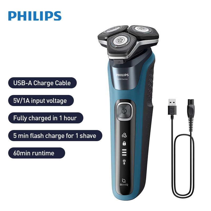 Philips S5880/20 เครื่องโกนหนวดไฟฟ้า USB-A สายชาร์จการออกแบบกันน้ําเปียกและแห้ง