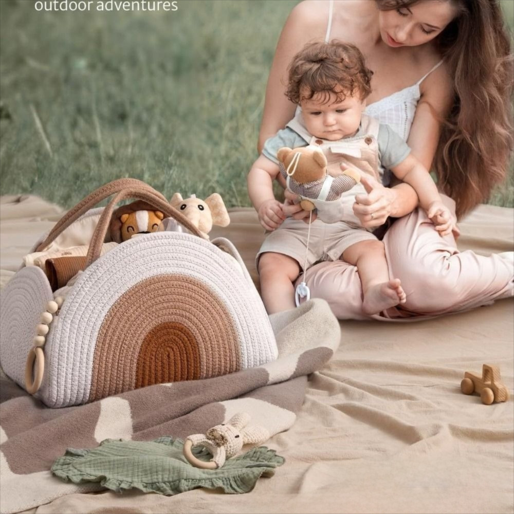 สวัสดี ที่เก็บผ้าอ้อมเด็ก, เชือกฝ้ายทอตะกร้าผ้าอ้อมแบบพกพา, กระเป๋าเก็บผ้าอ้อมสําหรับเด็กแรกเกิดความจุขนาดใหญ่ - รูปที่ 2