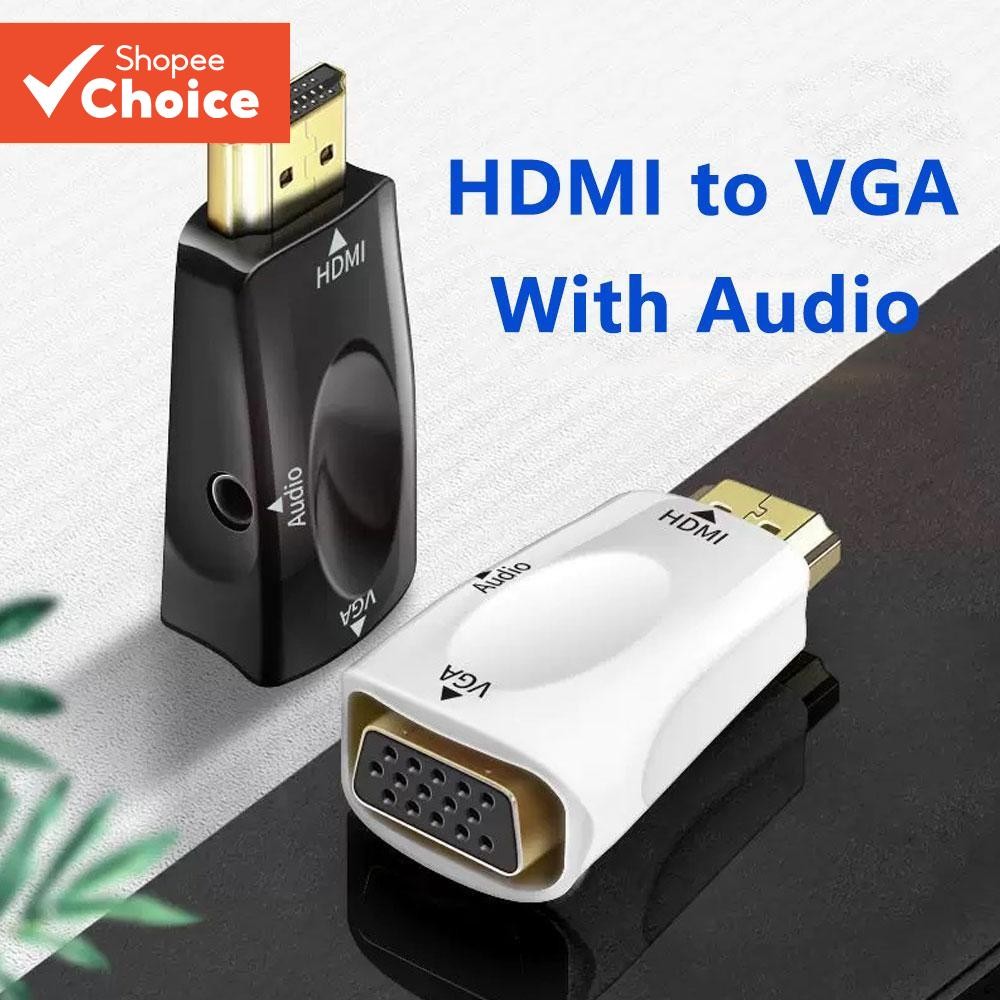 [Shopee Choice] HDMI เข้ากันได้กับ VGA Converter ชายไป Famale อะแดปเตอร์ 3.5 มม.เสียง FHD 1080P สําหรับ PC แล็ปท็อปแท็บเล็ตทีวีกล่องจอแสดงผล Projecto