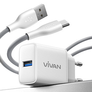 VIVAN CHARGER POWER C18C สีขาว 18W USB-A