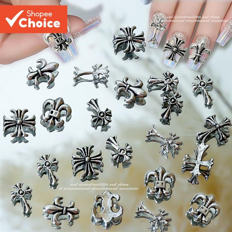 Dark Wind Crohn Retro Alloy Diamond Cross Nail Jewelry อุปกรณ์โลหะ 10 ชิ้น