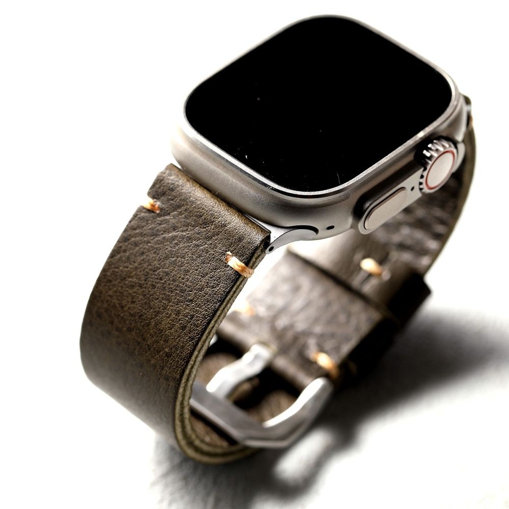 Handmade First Layer Cowhide Strap เหมาะสําหรับ iWatch apple watch 49MM 46MM Ultra2 S10