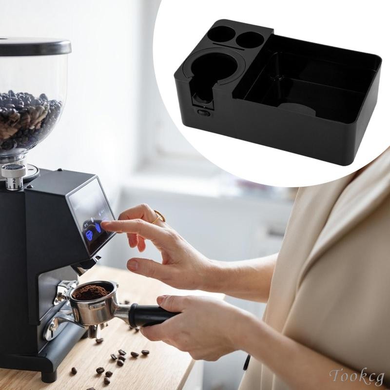 [Tookcg] Espresso Tamping Station 2 in 1 Design Universal Lightweight with Knock Box for Kitchen Gifts Espresso Machine Accessories