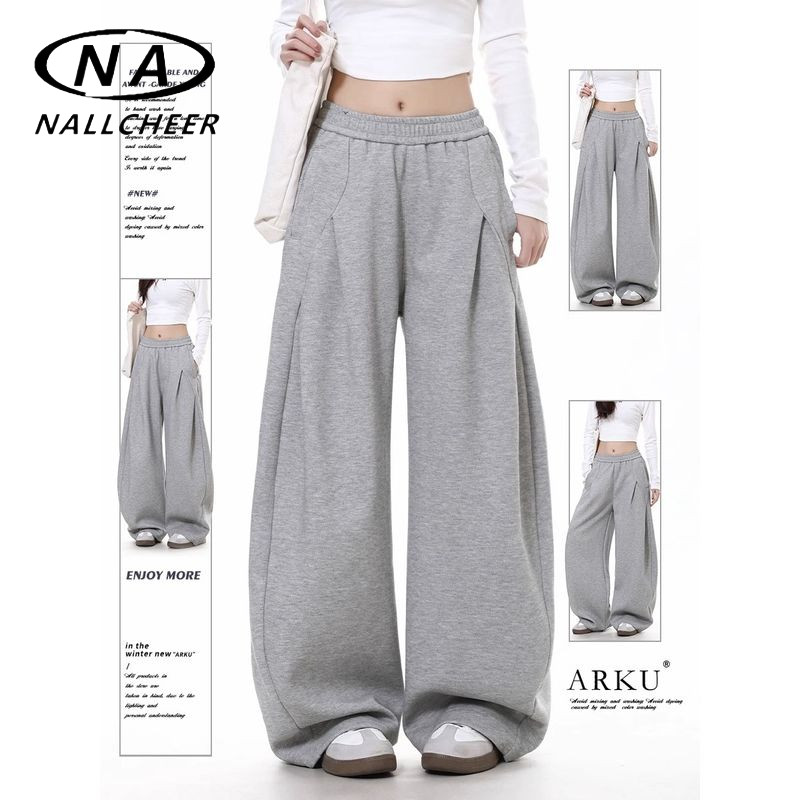 กางเกงขากว้างผู้ชาย American retro scimitar sweatpants กางเกงวอร์มผู้หญิงหลวมสบายๆ