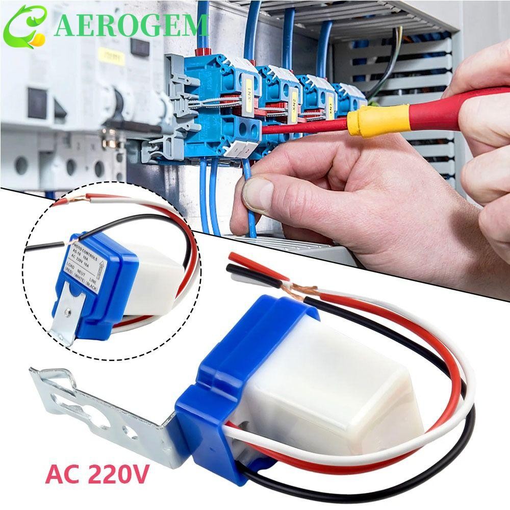 AEROGEM เซ็นเซอร์อัตโนมัติเปิดอัตโนมัติ 220V สวิตช์ไฟการตรวจจับแสง 10A สวิตช์ตาแมว