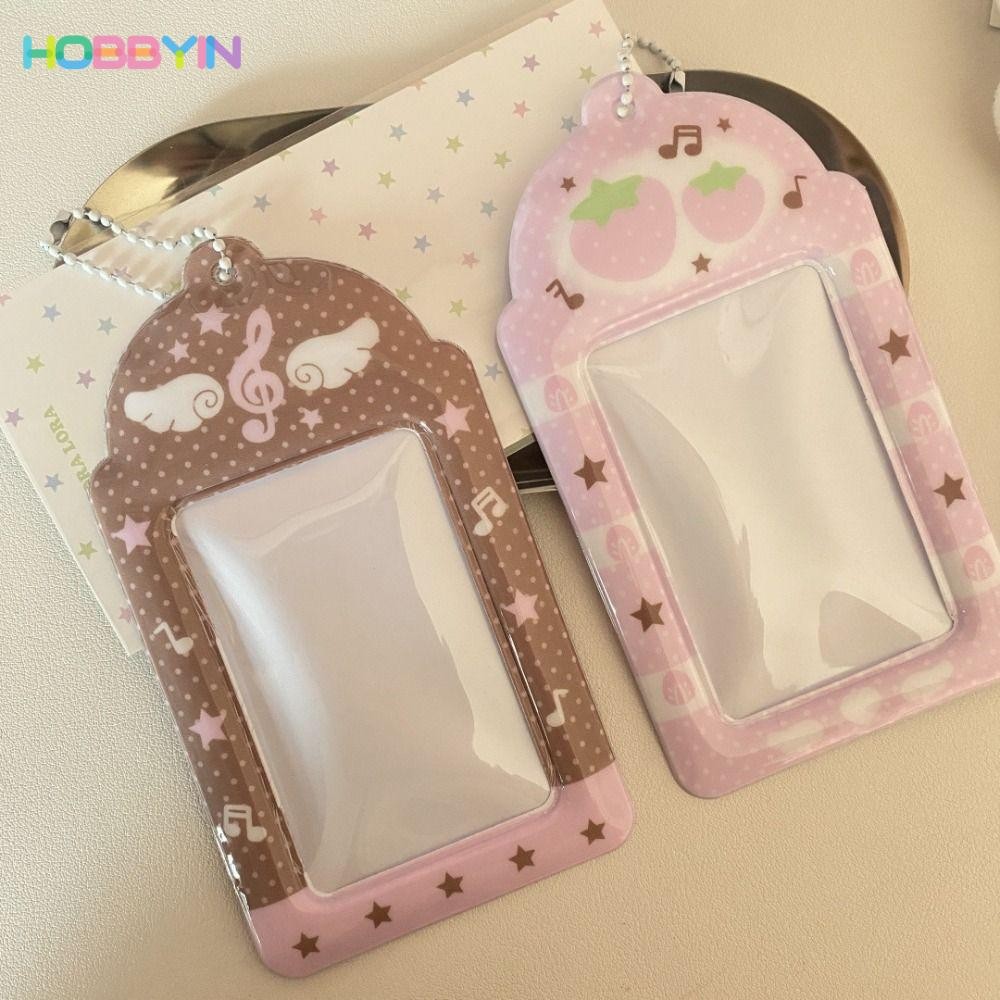 HOBBYIN Kpop Photocard Holder, Mini PVC Idol Photo Frame,แฟชั่นการ์ตูน 3 นิ้วสตรอเบอร์รี่หมายเหตุผู้ถือบัตรจอแสดงผลภาพ