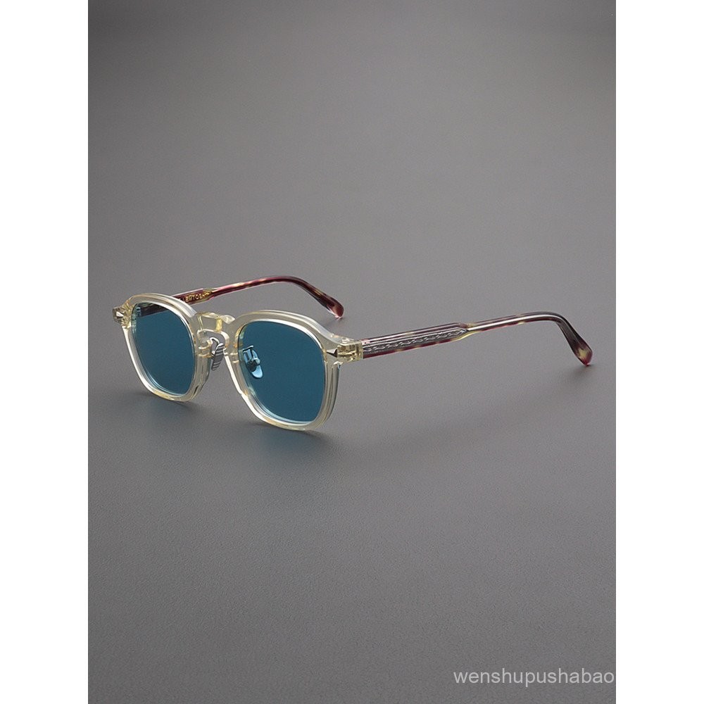 แว่นกันแดด MOSCOT LEMTOSH กรอบสีเหลืองใส ลายเต่า เลนส์โพลาไรซ์สีน้ําเงิน พร้อมแผ่นรองจมูก