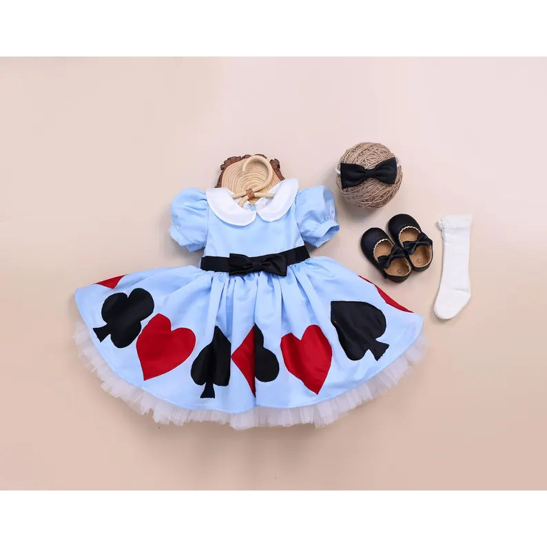 Alice เครื่องแต่งกาย Pirncess ชุดสําหรับเด็กทารก Wonderland Alice คอสเพลย์ Ball ชุดเด็กวันเกิด Lolit