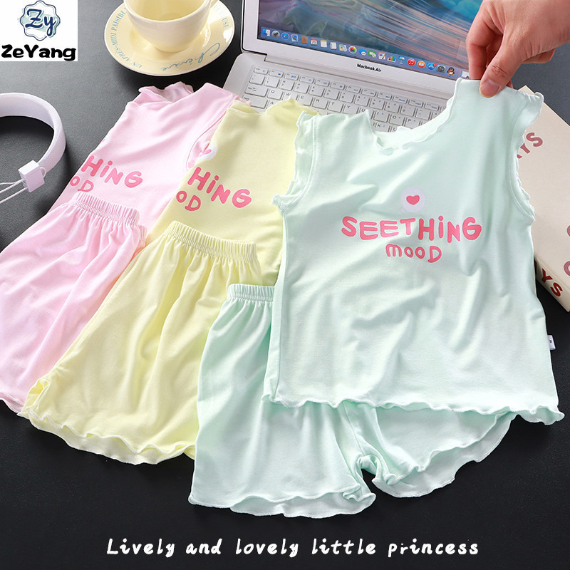 [ZY] 70-160 พร้อมสต็อกเด็ก Modal Loungewear เสื้อกั๊กลําลองชุดเด็กชุดนอนหลวมแฟชั่นเสื้อผ้าเด็ก Fast Shipping