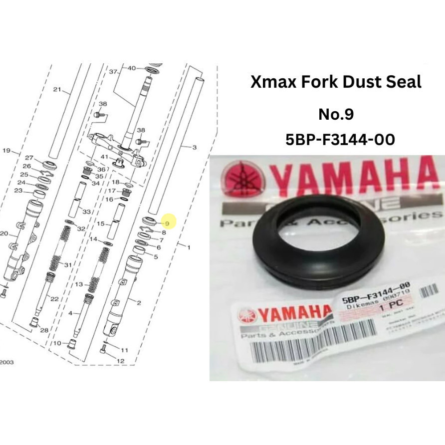 อะไหล่ YAMAHA XMAX250 / XMAX300 / XMAX V1&V2 ด้านหน้า FORK SEAL 5BP-F3145-00 / FORK DUST COVER 5BP-F