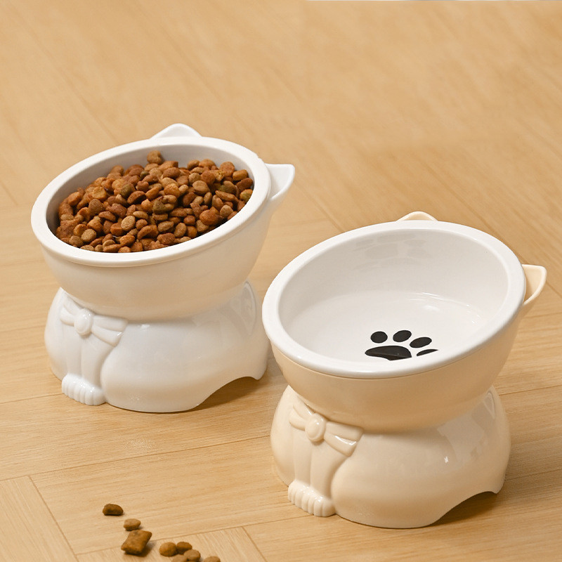 ชามอาหารแมวเซรามิก ชามน้ำแมว 2-in-1 ชามอาหารแมว แบบเอียง สําหรับสัตว์เลี้ยง - รูปที่ 3