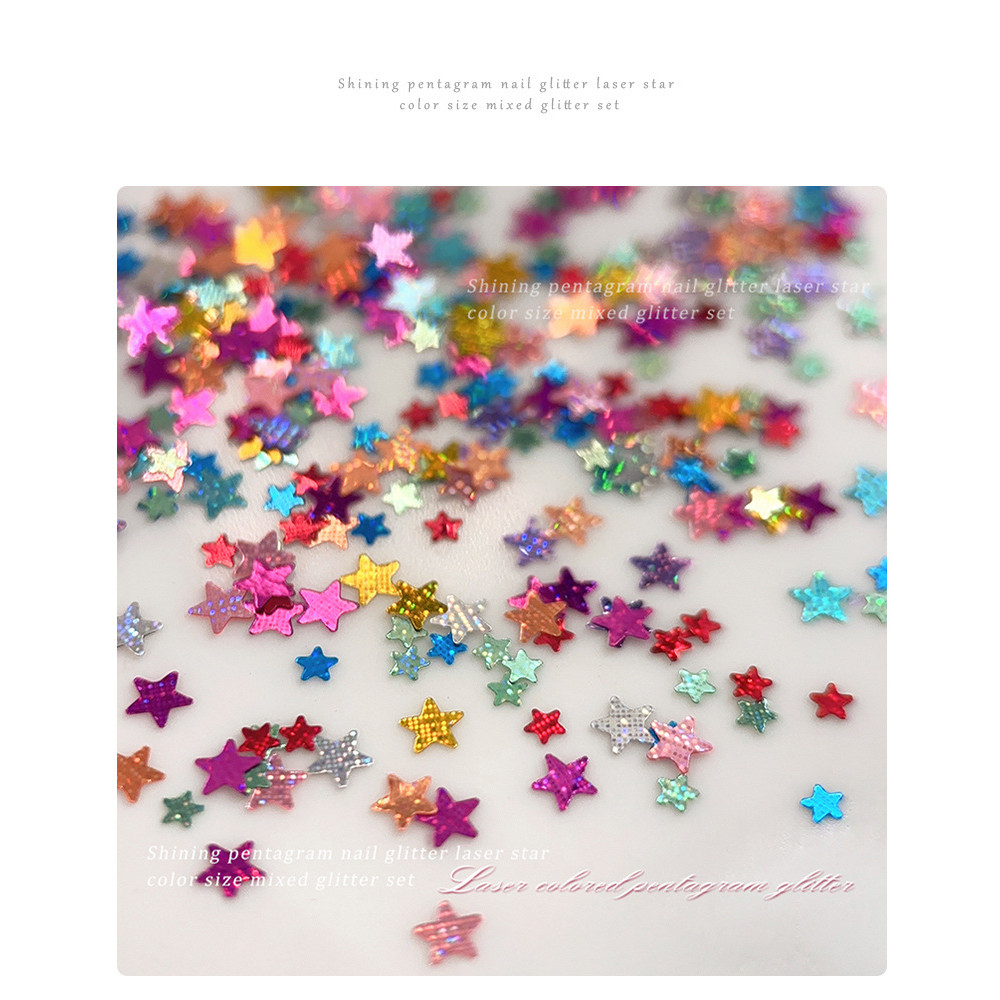 2 ดาวห้าแฉกที่มีสีสันแต่งเล็บเลื่อมลูกอมสีเลเซอร์ดาวเลื่อมอุปกรณ์เสริมอุปกรณ์เสริม - รูปที่ 7