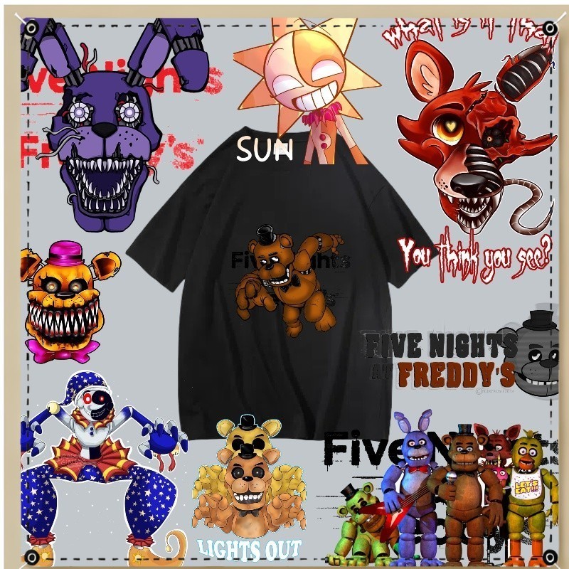 UV622 Five Night At Freddy ลายที่กําหนดเอง ซักได้ พิมพ์การถ่ายเทความร้อน สติ๊กเกอร์ปั๊มร้อน เสื้อผ้า