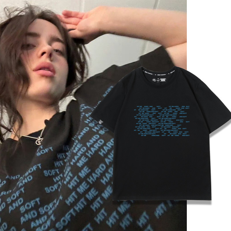 เสื้อยืด Billie Eilish พิมพ์ลายอัลบั้ม HIT ME HARD AND SOFT แขนสั้น สไตล์ย้อนยุคสำหรับผู้ชายและผู้หญิง เทรนด์ฤดูร้อน