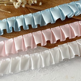 5 หลา 2.5 ซม.โพลีเอสเตอร์ริบบิ้นจีบลูกไม้ Webbing อุปกรณ์เสร…