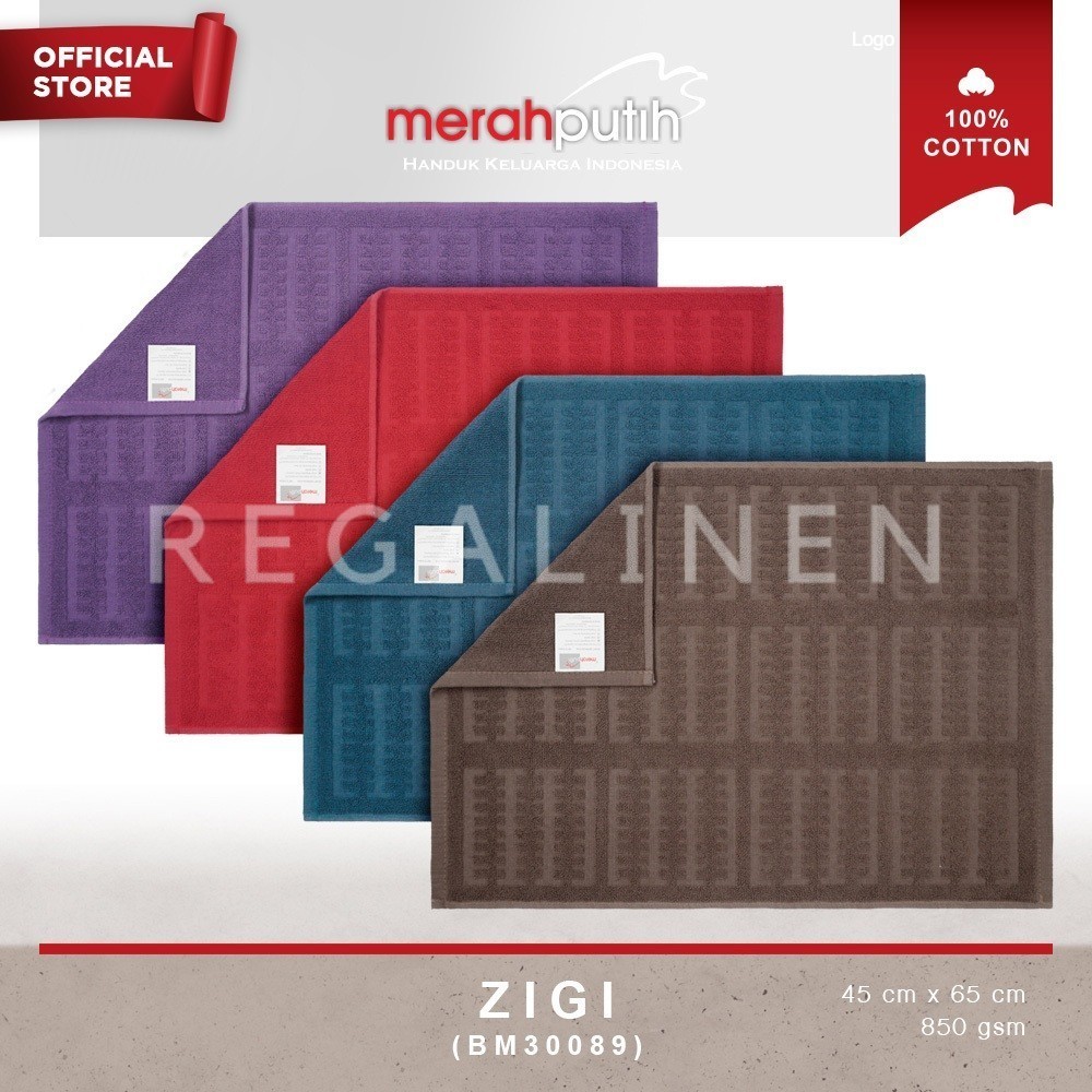 MERAH KATUN ธรรมดาสีแดงและสีขาว Zigi พรมเช็ดเท้า 45x65 ผ้าเช็ดตัวพื้นห้องน้ํา Bathmat Terry Palmer ด