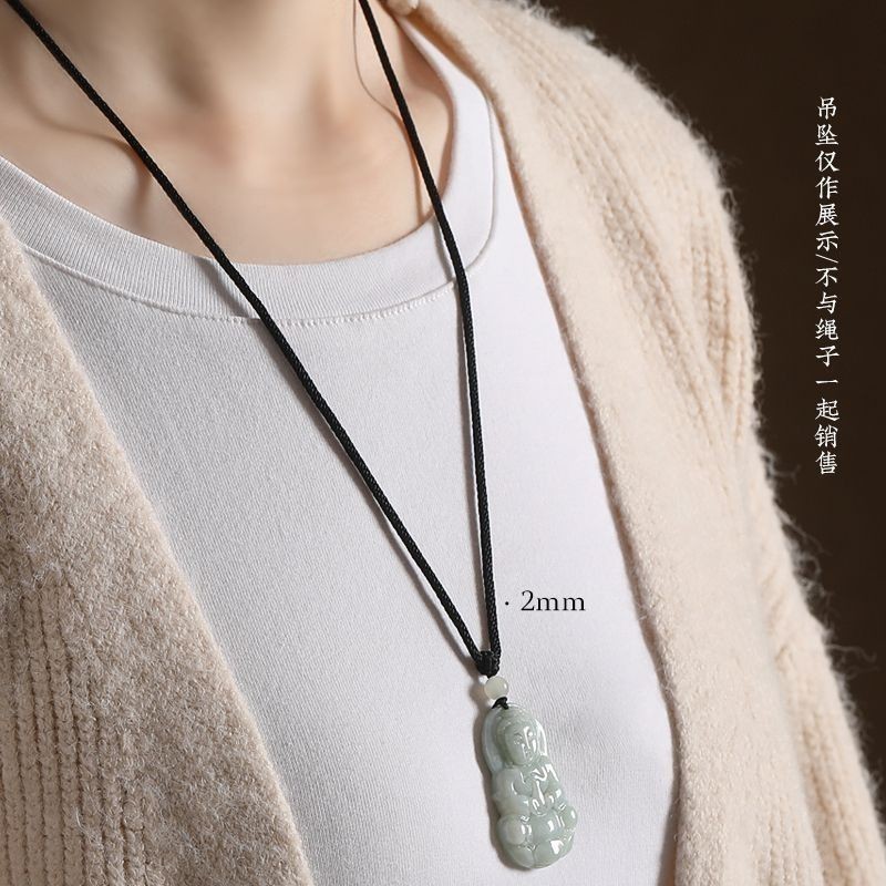 吊坠手工黑色佛牌挂绳貔貅挂件玉佩高档编织黑绳项链男女翡翠绳子Handcrafted black Buddha pendant hanging rope Pixiu pendant jade