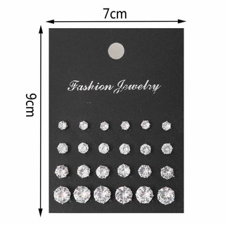 24 ชิ้น/ล็อตผู้หญิง Bling Zircon ต่างหูเจาะหู Studs แฟชั่นอุปกรณ์เสริม