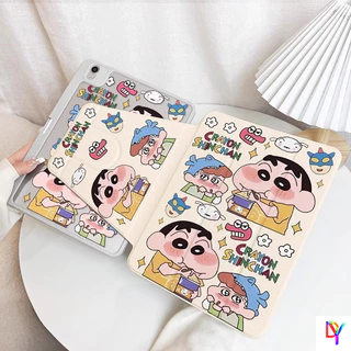 เคส iPad หมุนได้ 360 องศา + ช่องเสียบปากกาสําหรับ iPad 2025 Gen11/ gen7/8/9 10.2/ Pro2024 M4 Gen10 อะคริลิค Air1/2 gen5/6 9.7 Air4 Air5 6 Air7 M3 10.9 Pro11 การ์ตูน Shin-chan