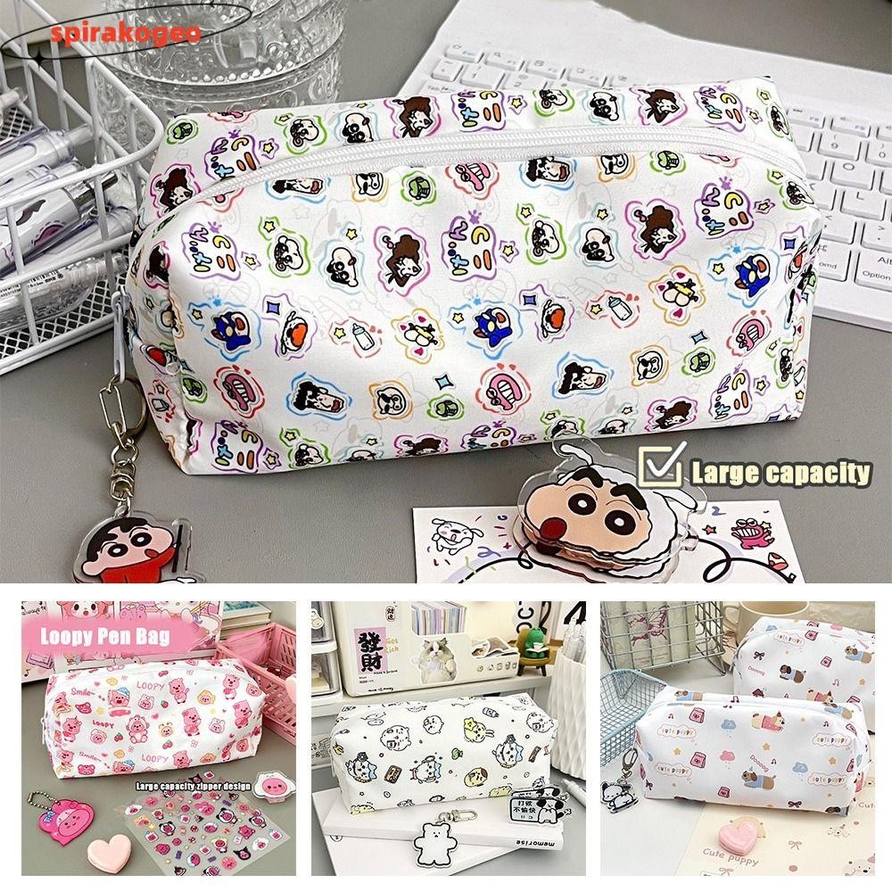 ดินสอ SPIRAKOGEO , Back To School Gift กระเป๋าปากกาความจุขนาดใหญ่, การ์ตูนผ้าใบ Loopy/Crayon Shin-ch