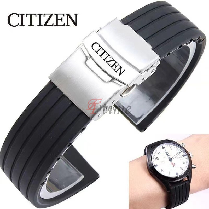 สายนาฬิกาข้อมือยางซิลิโคนนุ่ม กันน้ํา ลายโลโก้ สําหรับ Citizen ขนาด 18/20/22/24 มม.