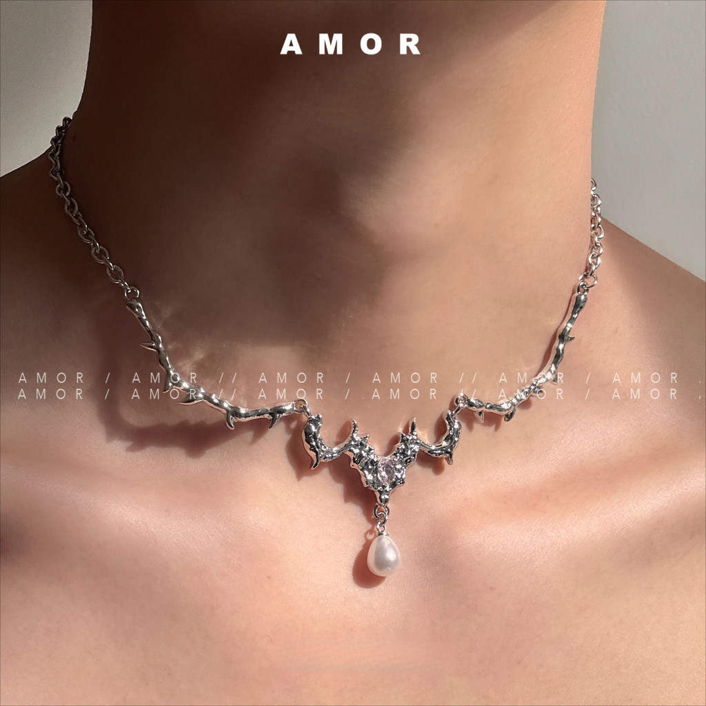 Y2K Pearl Thorn Heart สร้อยคอChoker Niche Design สําหรับผู้หญิงอินเทรนด์ Y2K