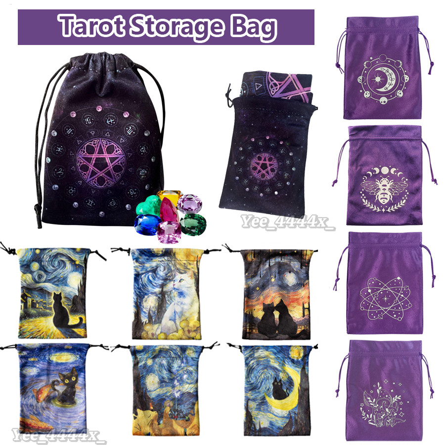 Tarot Storage Bag นวนิยาย Drawstring Pounch สําหรับ Oracle Decks Runes ลูกเต๋าเกมกระดานอุปกรณ์เสริม 