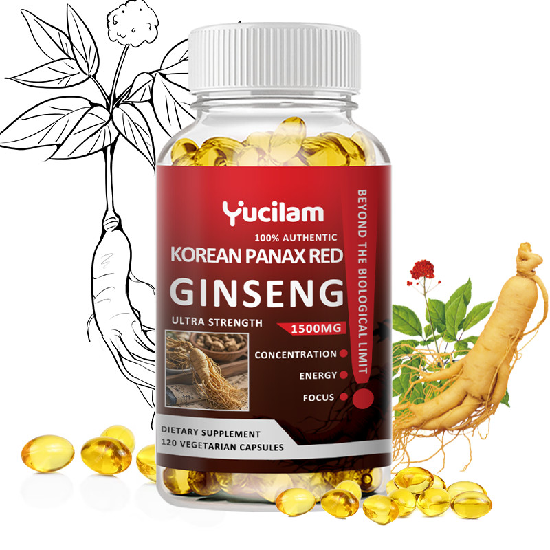 Korean Red Panax Ginseng 1500mg - อาหารเสริมเสริมพลังงานเพื่อประสิทธิภาพ Focus & Vitality - High Potency