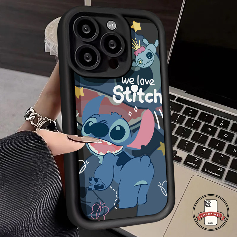 น่ารักตะเข็บเต็มจอดูเดิลแองเจิลอายส์ เคส Realme C11 C25 C21 C30 C55 C20 C15 C12 C35 11 8i 5i 7i 6i C67 C51 C53 C25Y