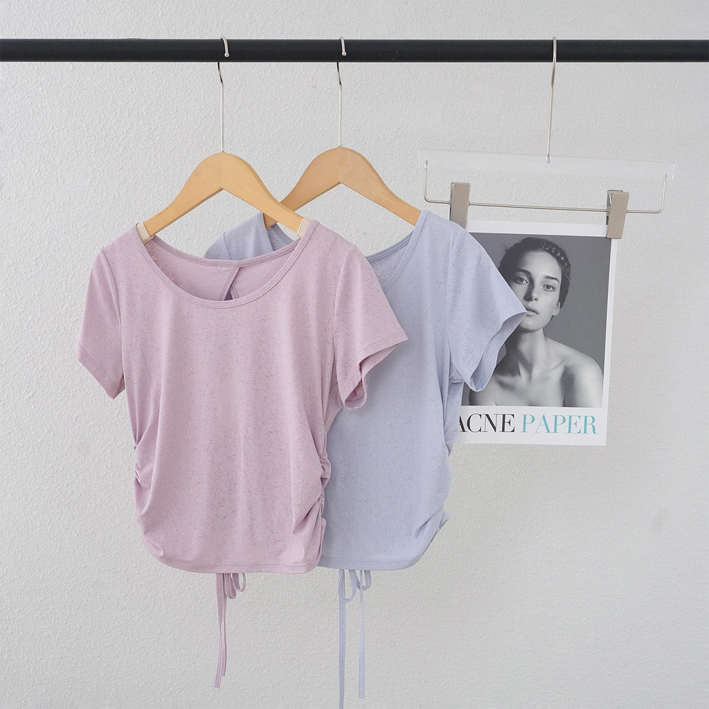 【พร้อมส่งจากจีน】เสื้อโยคะแขนสั้นคุมบราเสื้อกั๊ก ทรงหลวม แบบแห้งเร็ว เหมาะกับกีฬา วิ่ง สําหรับผู้หญิง