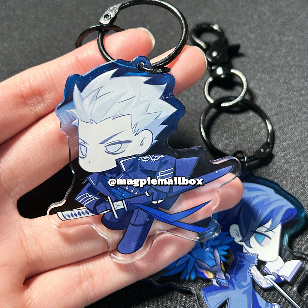 Devil May Cry อะนิเมะ KeyChain ผู้หญิง Vergil พวงกุญแจสําหรับชายแหวนอะคริลิคพวงกุญแจรถ Party จี้ Cos