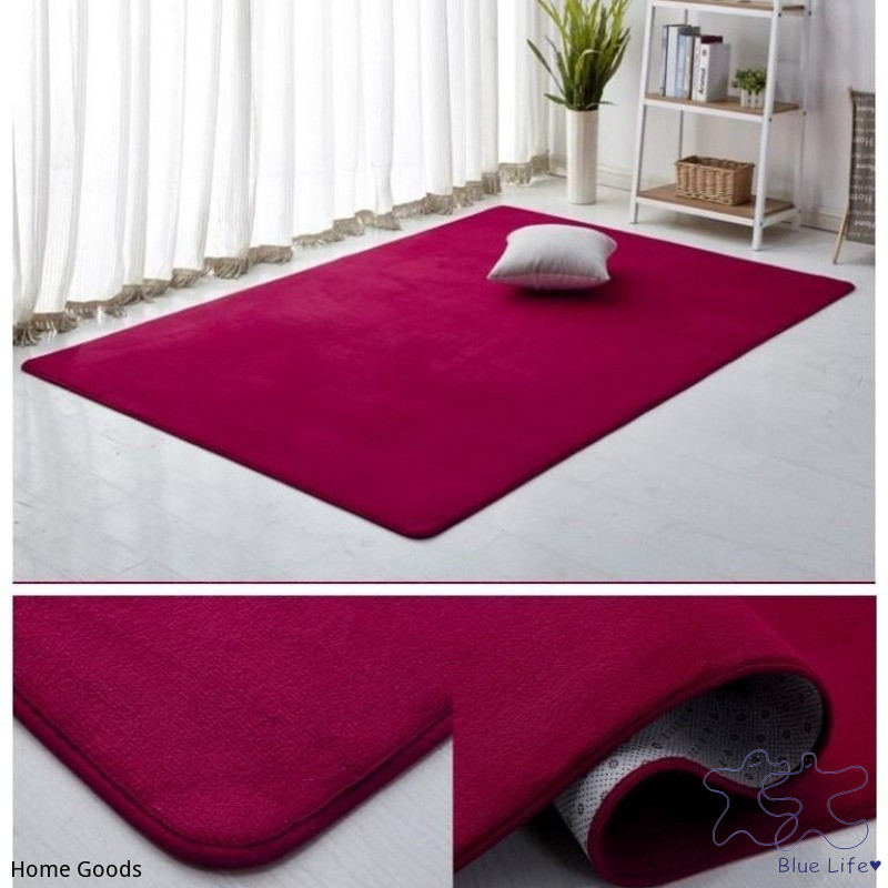สีทึบที่เรียบง่ายปะการังกํามะหยี่พรมพื้นที่ขนาดใหญ่ห้องนั่งเล่นโซฟาโต๊ะน้ําชาเสื่อครัวเรือนห้องนอนข้างเตียงนุ่มสั้นตุ๊กตาเสื่อเท้า