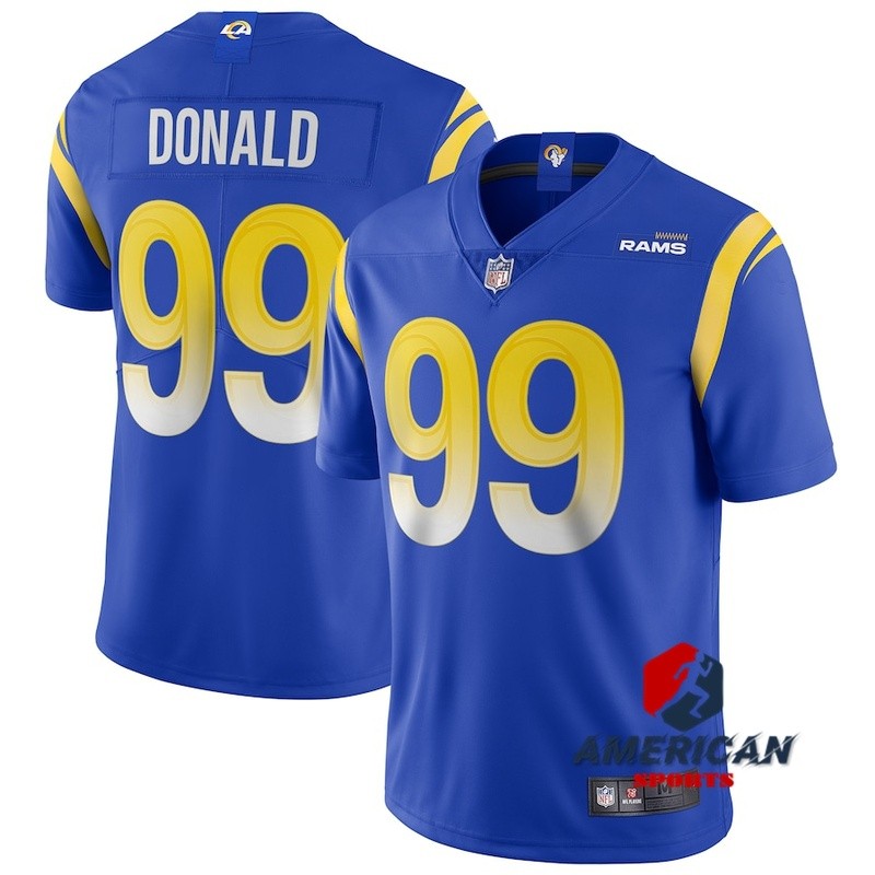 เสื้อฟุตบอลชาย Los Angeles Rams Aaron Donald Blue Limited American