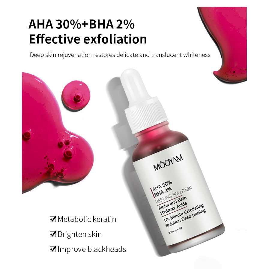 MOOYAM เซรั่มกรดผลไม้ AHA + BHA ละลายสิวอุดตัน กระชับรูขุมขน ผลัดเซลล์เคราติน เซลลูไลท์ ดูแลผิวหน้า 30ml - รูปที่ 5